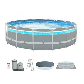 Каркасный бассейн Intex 26730 круглый 488x122 см ,фильтр-насос, лестница, тент, подстилка, панорамное окно 19156л