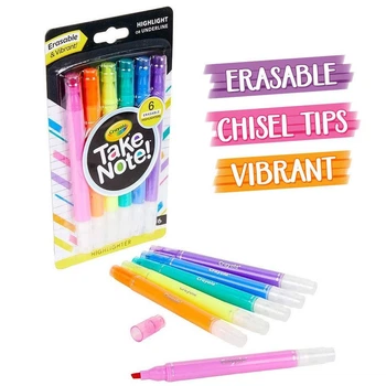 Набір текстових маркерів які стираються Crayola Take Note Erasable Highlighters 6 шт (58-6504)