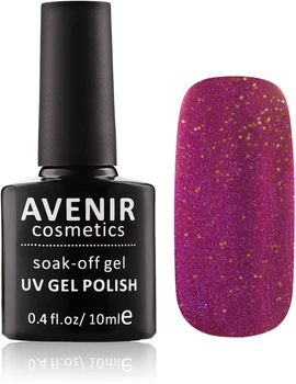 Гель-лак для ногтей Avenir Cosmetics Soak-Off UV Color Gel 112 - Вяленая слива с золотым глиттером (10 мл) (637813-948744-2)