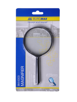 Лупа Buromax c кратностью увеличения 3Х диаметр 75мм пластик черная (BM.4303)