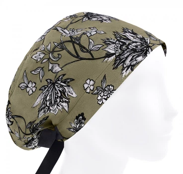 Медицинская шапочка женская HeadwearUniverse универсальная принт Цветы на хаки
