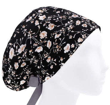 Медицинская шапочка женская HeadwearUniverse универсальная принт кремовые Цветочки