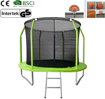 Батут с внутренней защитной сеткой 8 фут (252 см) MERSCO TP-0803, сертификация BSCI и ISO 9001.
