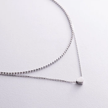 Двойное серебряное колье "Сердечко и шарики" 908-01065 Онікс 40
