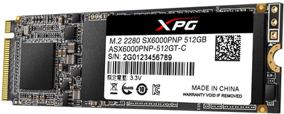 ADATA XPG SX6000 Pro 512GB M.2 2280 PCIe Gen3x4 3D NAND TLC (ASX6000PNP-512GT-C)