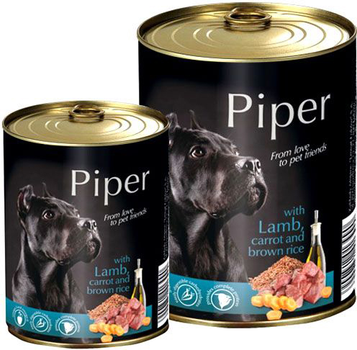 Mokra karma dla psów DOLINA NOTECI Piper z jagnięciną, marchewką i brązowym ryżem - puszka 400g (5902921300328)
