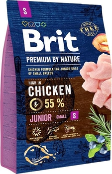 Сухий корм для цуценят та молодих собак дрібних порід Brit Premium Junior S зі смаком курки 3 кг (8595602526260)
