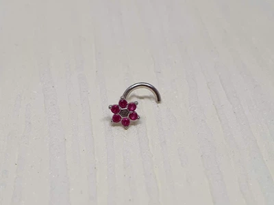 Серебряная серьга-пирсинг в нос с фианитами. 8182434Р Розовый