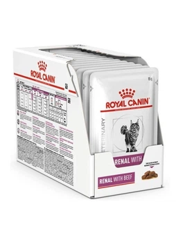 Упаковка влажного корма Royal Canin Renal Feline Beef для кошек с говядиной (кусочки в соусе) 12 шт х 85 г