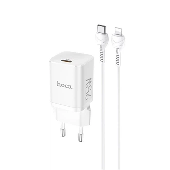 Сетевое зарядное устройство Hoco N19 Rigorous PD25W и кабель Type-C - Lightning White