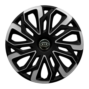Автомобильные колпаки 4 Racing Estoril Silver-Black R14 4 шт. (с логотипом Kia)