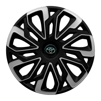 Автомобильные колпаки 4 Racing Estoril Silver-Black R14 4 шт. (с логотипом Toyota)