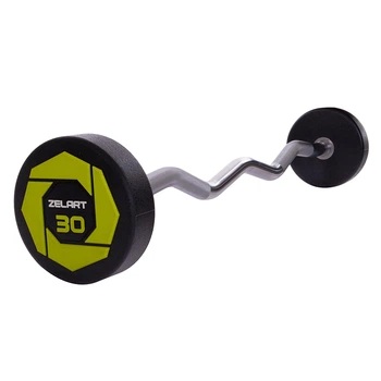 Штанга фиксированная изогнутая Zelart Urethane Barbell TA-2690 30 кг Зелено-черный (58363127)
