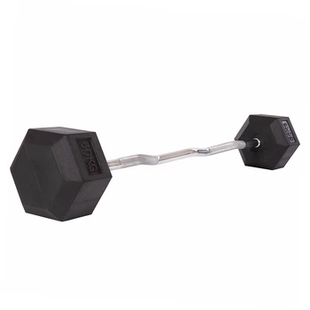 Штанга фиксированная изогнутая обрезиненная Zelart Rubber Hexagon Barbell TA-6231 50 кг Черный (58363128)