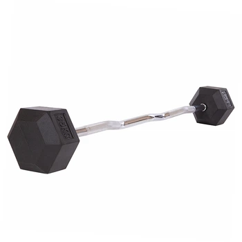 Штанга фиксированная изогнутая обрезиненная Zelart Rubber Hexagon Barbell TA-6231 35 кг Черный (58363128)