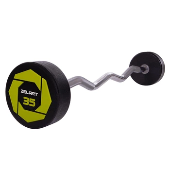 Штанга фиксированная изогнутая Zelart Urethane Barbell TA-2690 35 кг Зелено-черный (58363127)