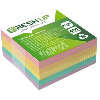 Блок паперу для нотаток Fresh Up 85х85мм, 400 листів, склеєний, мікс кольорів, FR-3212
