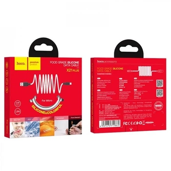 Кабель HOCO X21 Plus Food Grade Silicone Micro USB 1m Чорно-білий