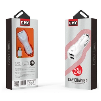 Автомобильное зарядное устройство EMY MY112 2in1 АЗУ With Iphone Cable DC12-24V, 2.4А, 5V/12W