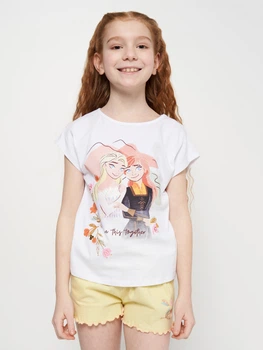 Детский летний комплект (футболка + шорты) для девочки Disney Frozen WE1123 104 см Белый (3609086530493)