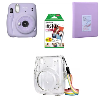 Набір Камера миттєвого друку Fujifilm Instax Mini 11 Purple / Чохол прозорий / Фотопапір на 20 знімків / Фотоальбом фіолетовий на 64 знімка