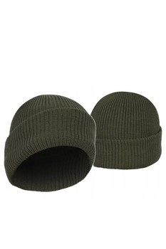 Зимняя шапка теплая Mil-tec универсальный размер Оливковый из 100% акрила с отворотом с мягким утеплителем Thinsulate повседневная для активного отдыха
