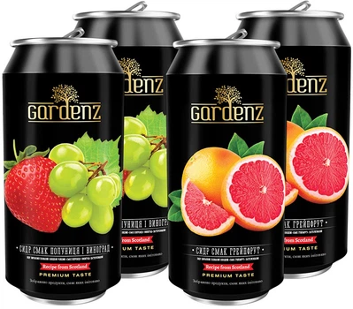 Набір сидрів Gardenz Полуниця-виноград/Грейпфрут 5.4% 0.5 л x 4 шт (00000014800)