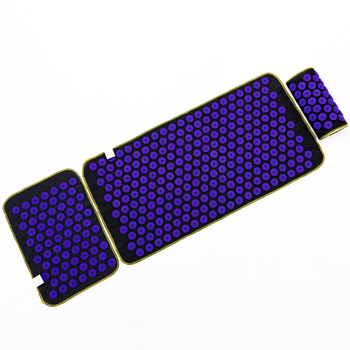 Масажний килимок Аплікатор Кузнєцова + міні килимок + валик масажер для спини/шиї/ніг OSPORT Set №2 (n-0022) Чорно-фіолетовий