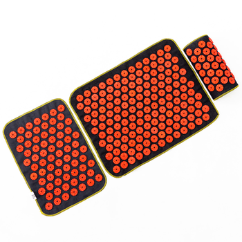 Масажний килимок Аплікатор Кузнєцова + міні килимок + валик масажер для спини/шиї/ніг OSPORT Set №1 (n-0005) Чорно-червоний