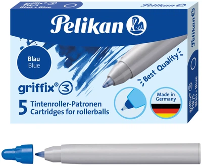 Набір картриджів для капілярних ручок Pelikan Griffix 5 шт Сині стирані (960567)
