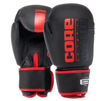 Перчатки боксерские PU CORE BO-8540 (размер 12oz, черный-красный)