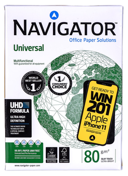Папір офісний Navigator Premium Universal A4 80 г/м2 500 аркушів 8247A80 Білий (5602024006102)
