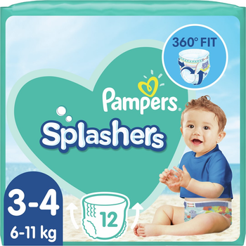 Pieluchy do pływania Pampers Splashers Rozmiar 3-4 (6-11 kg) 12 szt. (8001090698346)