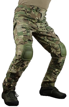 Тактичні бойові військові штани ЗСУ мультикам з кількома кишенями, камуфляжні з наколінниками, Multicam р.7XL