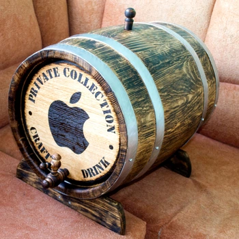 Дубовая бочка Barhan «Private Collection. Collection drink» из колотого дуба для виски, вина, самогона и коньяка обручи нержавеющая сталь 50 л
