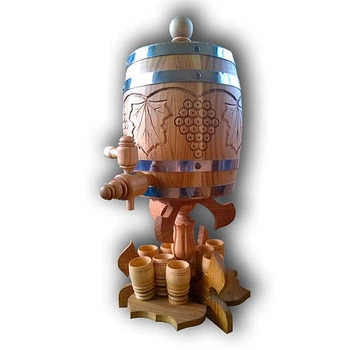 Дубовая бочка подарочная Barrels «Орел» из колотого дуба для коньяка обручи нержавеющая сталь 5 л