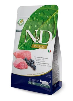 Беззерновой сухой корм Farmina N&D Prime Cat Lamb & Blueberry Adult с ягненком и черникой для взрослых кошек, 1.5 кг