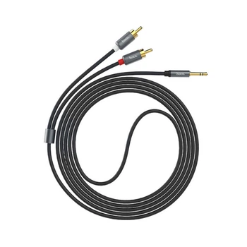 Кабель Hoco UPA10 double lotus rca audio cable 3.5mm Metal Grey