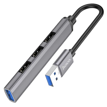 USB Hub Hoco HB26 4 in 1 adapter USB to 4USB (USB3.0+USB2.0*3) Сірий
