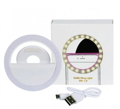 Светодиодное селфи кольцо Selfie Ring Light RK-12 White