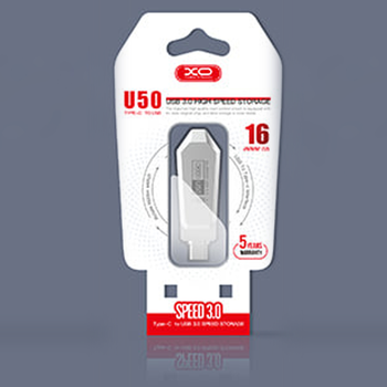 Флеш-накопитель XO U50 16GB Type-c to USB OTG серебряный