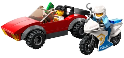Zestaw klocków LEGO City Motocykl policyjny – pościg za samochodem 59 elementów (60392)
