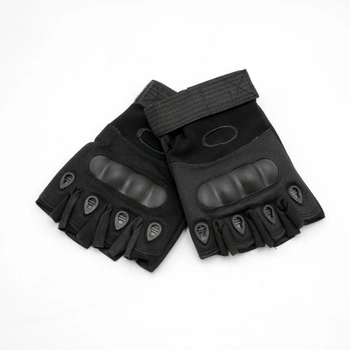 Перчатки тактические без пальцев темные, Военные перчатки, Перчатки тактические беспалые Черные L XL