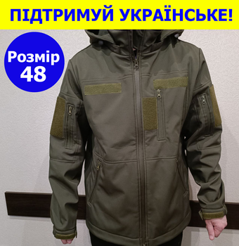 Тактична куртка Softshell армійська військова флісова куртка колір олива софтшел розмір 48 для ЗСУ 48-03