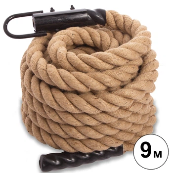 Канат спортивный для лазания с креплением COMBAT BATTLE ROPE Zelart (сизаль, ручки: винил, l-9м, d-5см) (FI-0910-9)
