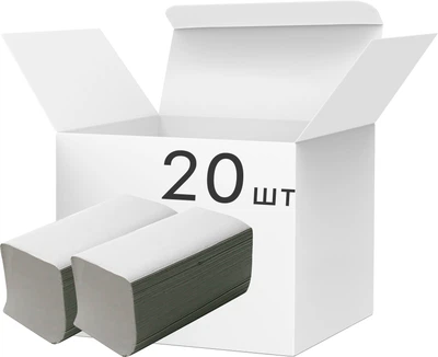 Упаковка бумажных полотенец BuroClean V-сложение 20 пачек по 200 листов Серые (10100106)