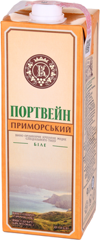 Вино Котовський винзавод Портвейн Приморський біле напівсолодке 1 л 17% (4820016631854)