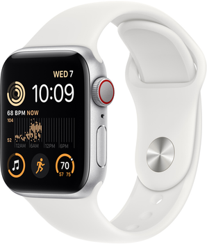 Smartwatch Apple Watch SE GPS + Cellular 40mm Silver Aluminium Case with White Sport Band (MNPP3)