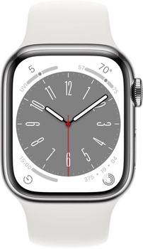 Смарт-годинник Apple Watch Series 8 GPS + Cellular 41mm Silver Stainless Steel Case with White Sport Band (MNJ53)