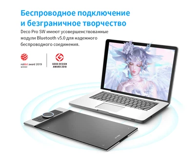 Графический планшет беспроводной XP-Pen Deco Pro SW Bluetooth (MT0960B)